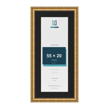 Louis Gold 65 x 30 cm picture frame with a black mount for a 55 x 20 cm photo