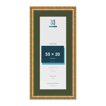 Louis Gold 65 x 30 cm picture frame with a green mount for a 55 x 20 cm photo