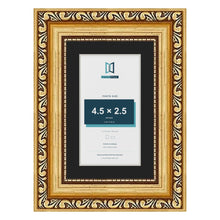 Louis Gold 6 x 4 inch picture frame with a black mount for a 4.5 x 2.5 inch photo