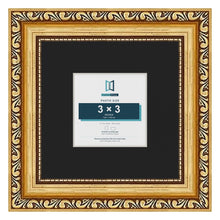 Louis Gold 6 x 6 inch picture frame with a black mount for a 3 x 3 inch photo