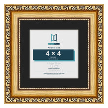 Louis Gold 6 x 6 inch picture frame with a black mount for a 4 x 4 inch photo