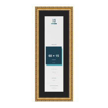Louis Gold 70 x 25 cm picture frame with a black mount for a 60 x 15 cm photo