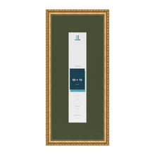 Louis Gold 70 x 30 cm picture frame with a green mount for a 50 x 10 cm photo