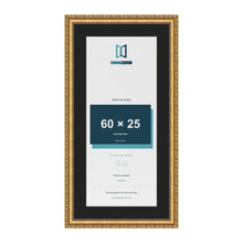 Louis Gold 70 x 35 cm picture frame with a black mount for a 60 x 25 cm photo