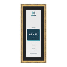 Louis Gold 75 x 30 cm picture frame with a black mount for a 65 x 20 cm photo