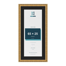 Louis Gold 75 x 35 cm picture frame with a black mount for a 65 x 25 cm photo