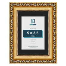 Louis Gold 7 x 5 inch picture frame with a black mount for a 5 x 3.5 inch photo