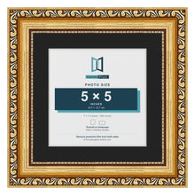 Louis Gold 7 x 7 inch picture frame with a black mount for a 5 x 5 inch photo