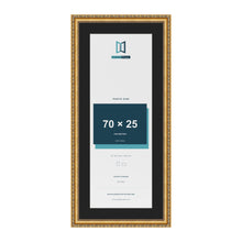 Louis Gold 80 x 35 cm picture frame with a black mount for a 70 x 25 cm photo