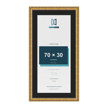 Louis Gold 80 x 40 cm picture frame with a black mount for a 70 x 30 cm photo