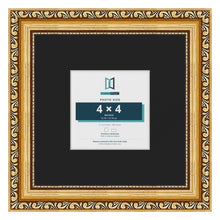 Louis Gold 8 x 8 inch picture frame with a black mount for a 4 x 4 inch photo