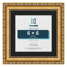 Louis Gold 8 x 8 inch picture frame with a black mount for a 6 x 6 inch photo