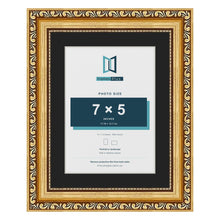 Louis Gold 9 x 7 inch picture frame with a black mount for a 7 x 5 inch photo