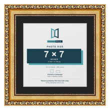 Louis Gold 9 x 9 inch picture frame with a black mount for a 7 x 7 inch photo