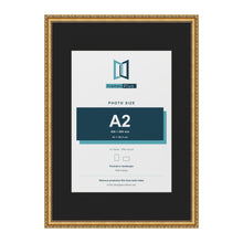 Louis Gold A1 picture frame with a black mount for an A2 photo