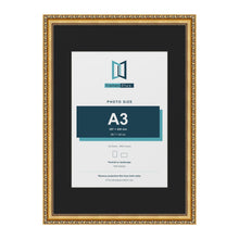 Louis Gold A2 picture frame with a black mount for an A3 photo