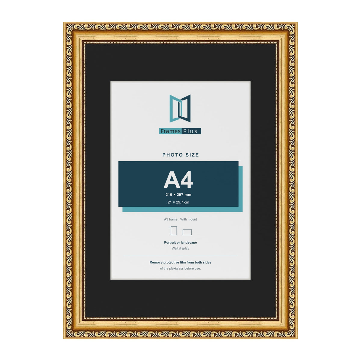 Louis Gold A3 picture frame with a black mount for an A4 photo