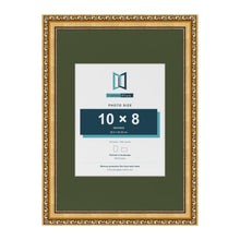 Louis Gold A3 picture frame with a green mount for a 10 x 8 inch photo