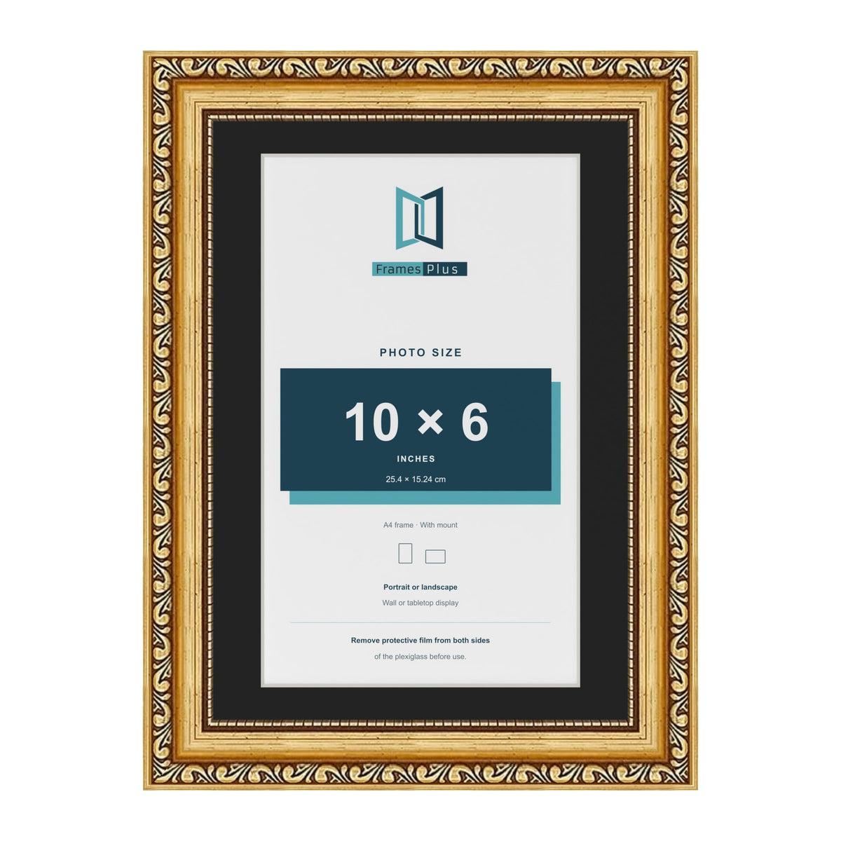 Louis Gold A4 picture frame with a black mount for a 10 x 6 inch photo