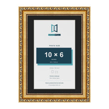 Louis Gold A4 picture frame with a black mount for a 10 x 6 inch photo