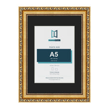 Louis Gold A4 picture frame with a black mount for an A5 photo