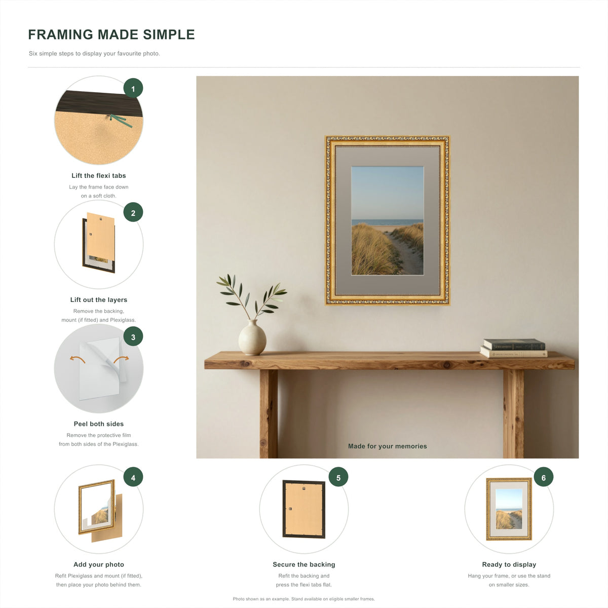 How to put a photo in a Louis Gold frame with a Dawn Grey mount in six steps