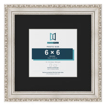Louis Silver 10 x 10 inch picture frame with a black mount for a 6 x 6 inch photo