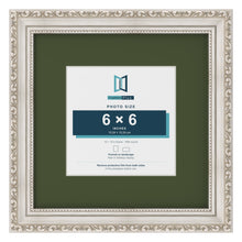 Louis Silver 10 x 10 inch picture frame with a green mount for a 6 x 6 inch photo