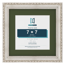 Louis Silver 10 x 10 inch picture frame with a green mount for a 7 x 7 inch photo
