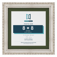 Louis Silver 10 x 10 inch picture frame with a green mount for an 8 x 8 inch photo