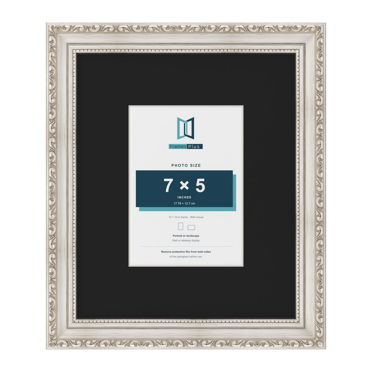 Louis Silver 12 x 10 inch picture frame with a black mount for a 7 x 5 inch photo
