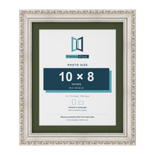 Louis Silver 12 x 10 inch picture frame with a green mount for a 10 x 8 inch photo