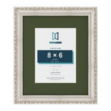Louis Silver 12 x 10 inch picture frame with a green mount for an 8 x 6 inch photo