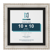 Louis Silver 12 x 12 inch picture frame with a black mount for a 10 x 10 inch photo