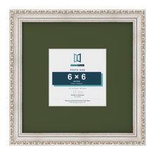 Louis Silver 12 x 12 inch picture frame with a green mount for a 6 x 6 inch photo