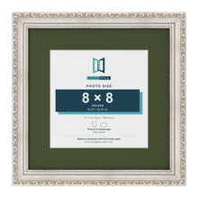 Louis Silver 12 x 12 inch picture frame with a green mount for an 8 x 8 inch photo