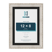 Louis Silver 14 x 10 inch picture frame with a black mount for a 12 x 8 inch photo