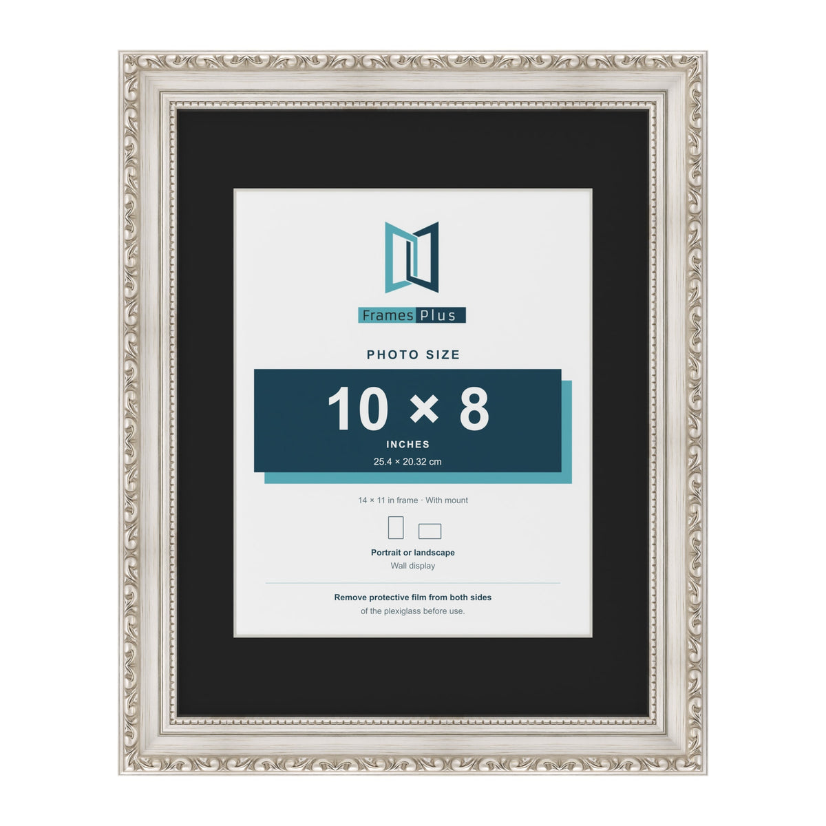 Louis Silver 14 x 11 inch picture frame with a black mount for a 10 x 8 inch photo