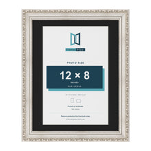 Louis Silver 14 x 11 inch picture frame with a black mount for a 12 x 8 inch photo