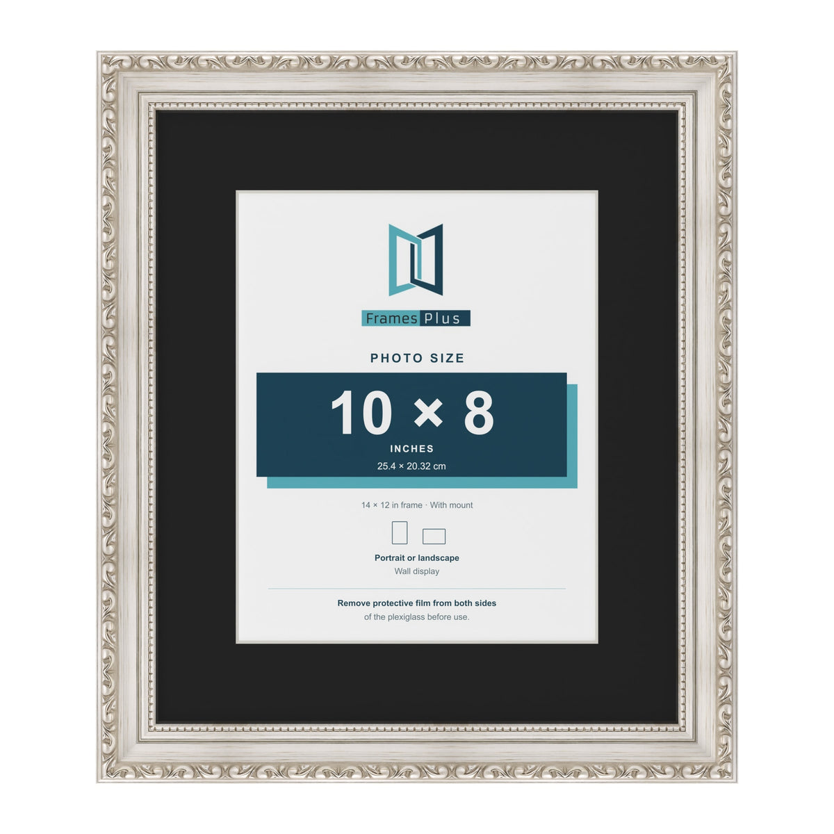 Louis Silver 14 x 12 inch picture frame with a black mount for a 10 x 8 inch photo