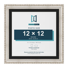 Louis Silver 14 x 14 inch picture frame with a black mount for a 12 x 12 inch photo