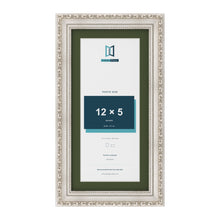 Louis Silver 14 x 7 inch picture frame with a green mount for a 12 x 5 inch photo