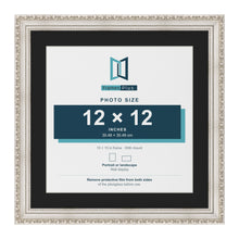Louis Silver 15 x 15 inch picture frame with a black mount for a 12 x 12 inch photo