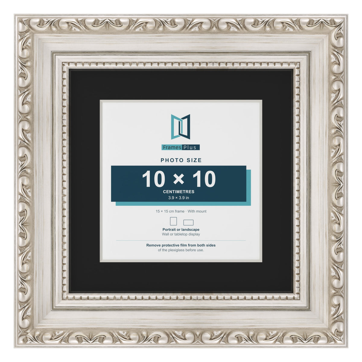Louis Silver 15 x 15 cm picture frame with a black mount for a 10 x 10 cm photo