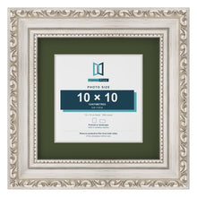 Louis Silver 15 x 15 cm picture frame with a green mount for a 10 x 10 cm photo