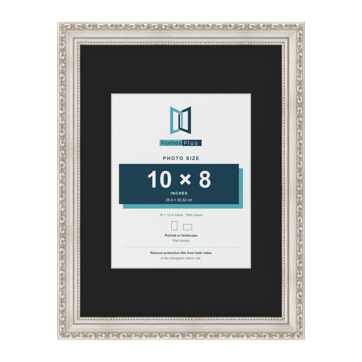 Louis Silver 16 x 12 inch picture frame with a black mount for a 10 x 8 inch photo