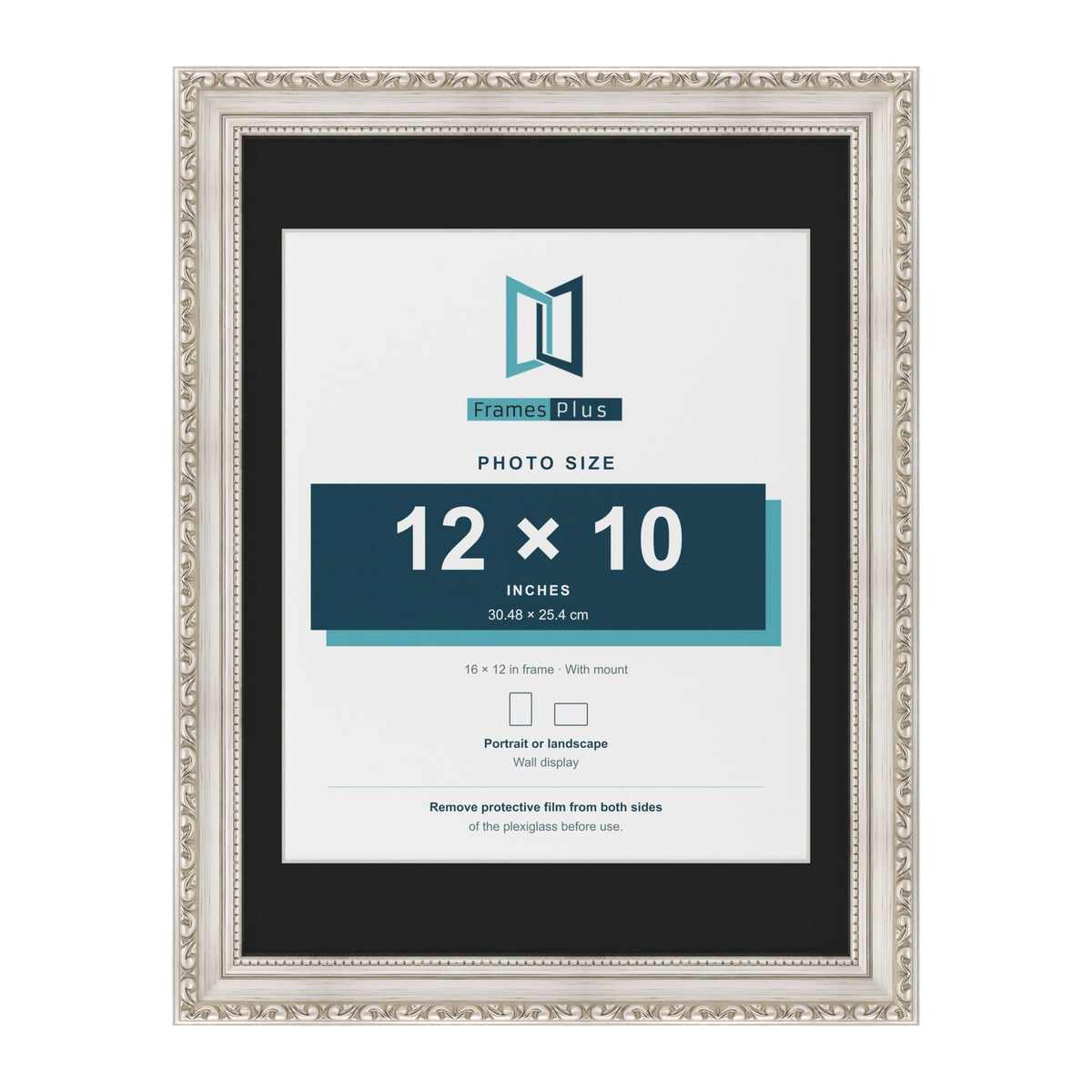 Louis Silver 16 x 12 inch picture frame with a black mount for a 12 x 10 inch photo