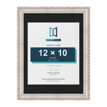 Louis Silver 16 x 12 inch picture frame with a black mount for a 12 x 10 inch photo