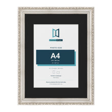 Louis Silver 16 x 12 inch picture frame with a black mount for an A4 photo