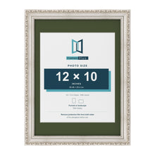 Louis Silver 16 x 12 inch picture frame with a green mount for a 12 x 10 inch photo
